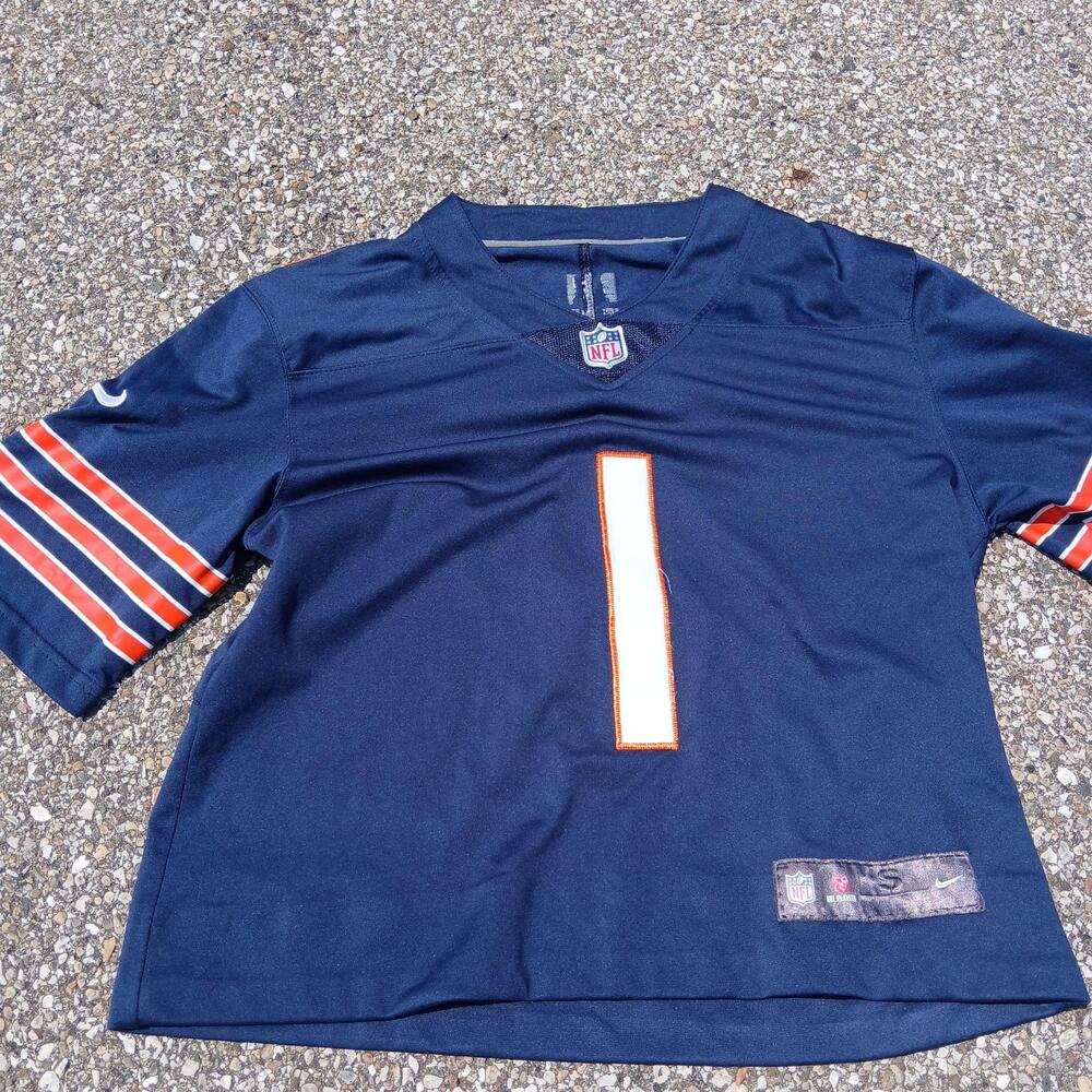 Chicago Bears Football Jersey Mens Small Navy NFL Nike Justin Fields 1